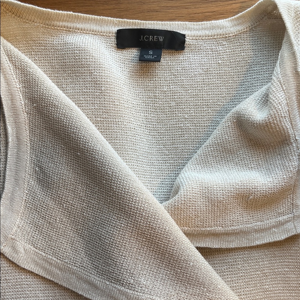 J.Crew | Juliette collarless sweater-blazer in linen blend | Cream | Size S - Picture 9 of 14